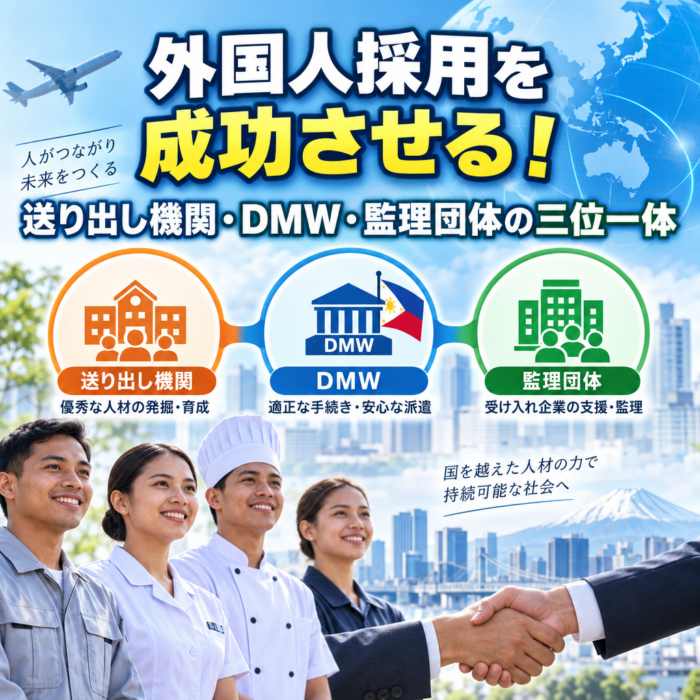 外国人採用を成功させる！送り出し機関・DMW・監理団体の三位一体