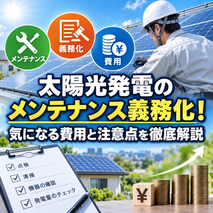 太陽光発電のメンテナンス義務化！気になる費用と注意点を徹底解説