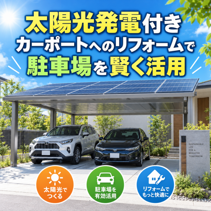 太陽光発電付きカーポートへのリフォームで駐車場を賢く活用