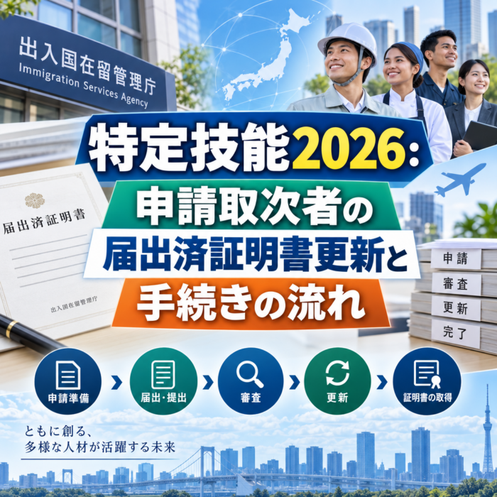 特定技能2026：申請取次者の届出済証明書更新と手続きの流れ